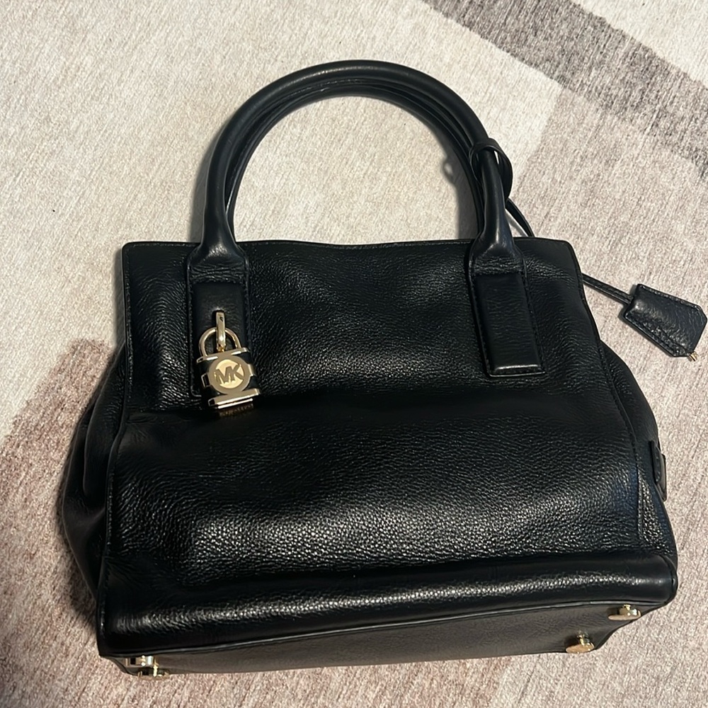 Michael Kors McKenna Leather Satchel Black